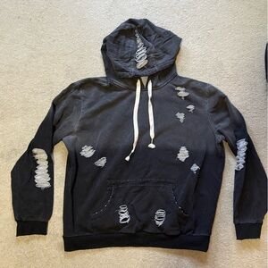 POL Black Grey Distressed Hoodie